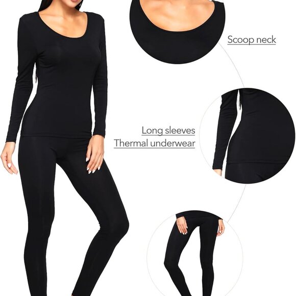 Lightweight Thermal Pajamas Set for Women - S-3X Sizes Available, Bamboo Viscose - Picture 4 of 6